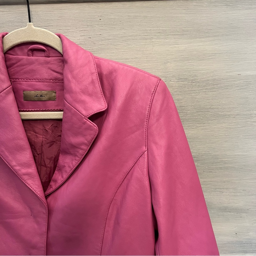 I.e.‎ Pink Blazer Style Soft Leather Jacket Medium Good Condition - Picture 3 of 10